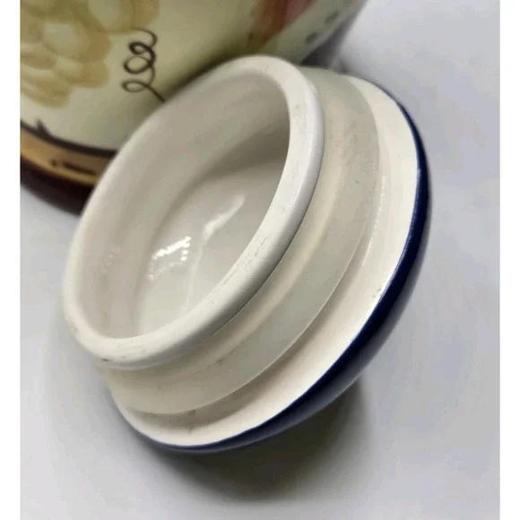 Large Biscotti Ceramic Cookie Jar Canister for Nonni's Tuscan Fruit Design EUC - Picture 8 of 15